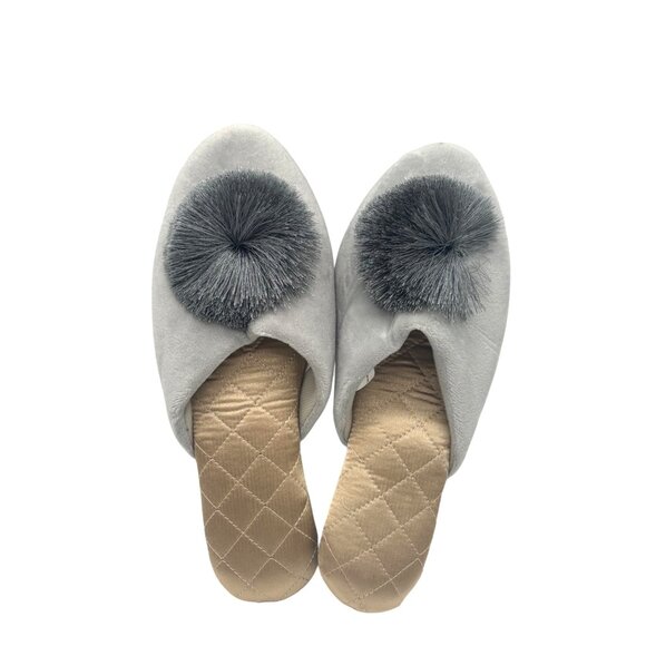 INC International Concepts INC Tassel Pom Pom Slippers, Gray, Sz. XL - Picture 2 of 7
